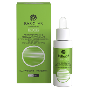 BasicLab Antyoksydacyjne Serum z Witaminą C 15% Rozświetlenie i Wyciszenie 30ml