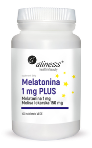Aliness Melatonina 1mg Plus Suplement Diety 100 Kapsułek Vege Aliness Melatonina 1mg Plus Suplement Diety 100 Kapsułek Vege