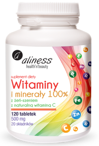 Aliness Witaminy i Minerały 100% Suplement Diety 120 Kapsułek Aliness Witaminy i Minerały 100% Suplement Diety 120 Kapsułek