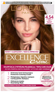 Loreal Excellence Creme Krem Koloryzujący 4.54 Brąz Mahoniowo-Miedziany Loreal Excellence Creme Krem Koloryzujący 4.54 Brąz Mahoniowo-Miedziany