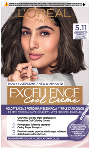 Loreal Excellence Cool Creme Krem Koloryzujący 5.11 Ultra Popielaty Jasny Brąz Loreal Excellence Cool Creme Krem Koloryzujący 5.11 Ultra Popielaty Jasny Brąz