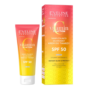 Eveline Vitamin 3x Action Nawilżająco Ochronny Krem do Twarzy SPF50+ 30ml Eveline Vitamin 3x Action Nawilżająco Ochronny Krem do Twarzy SPF50+ 30ml