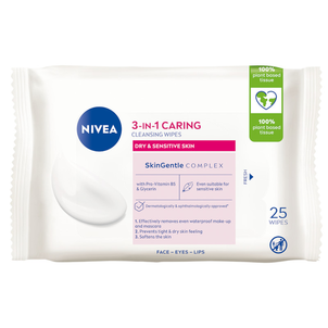 NIVEA 3w1 Łagodzące Chusteczki do Demakijażu Cera Sucha i Wrażliwa 25 Sztuk NIVEA 3w1 Łagodzące Chusteczki do Demakijażu Cera Sucha i Wrażliwa 25 Sztuk