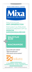 Mixa Matujący Ultralekki Krem Ochronny SPF50+ Przeciw Niedoskonałościom 40ml Mixa Matujący Ultralekki Krem Ochronny SPF50+ Przeciw Niedoskonałościom 40ml