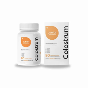 Colostrum Junior z Probiotykami Suplement Diety 80 Cukierków o Smaku Mleczno-Truskawkowym