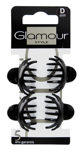 Glamour Spinki do Włosów 4 Sztuki Żabki Czarne