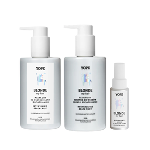 Zestaw YOPE Blonde My Hair Wygładzające Serum + Maska 2w1 + Szampon Zestaw YOPE Blonde My Hair Wygładzające Serum + Maska 2w1 + Szampon