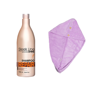 Zestaw TAPTAP Super Chłonny Turban do Włosów z Mikrofibry + Stapiz Repair&Shine Szampon z Jedwabiem 1000ml Zestaw TAPTAP Super Chłonny Turban do Włosów z Mikrofibry + Stapiz Repair&Shine Szampon z Jedwabiem 1000ml