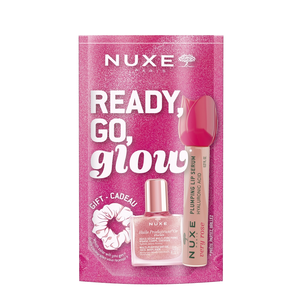 NUXE Ready Go Glow Zestaw Suchy Olejek + Serum do ust + Gumka do Włosów