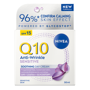 NIVEA Q10 Łagodzący Krem na Dzień z Filtrem SPF15 do Skóry Wrażliwej 50ml NIVEA Q10 Łagodzący Krem na Dzień z Filtrem SPF15 do Skóry Wrażliwej 50ml