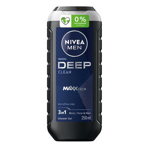NIVEA Men Deep Clean Maxx Tech Żel pod Prysznic 3w1 z Glinką Mikrocząsteczkową 250ml NIVEA Men Deep Clean Maxx Tech Żel pod Prysznic 3w1 z Glinką Mikrocząsteczkową 250ml