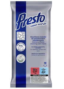 Presto Clean and Go Nawilżane Ścierki do Powierzchni Kamiennych 16 Sztuk Presto Clean and Go Nawilżane Ścierki do Powierzchni Kamiennych 16 Sztuk