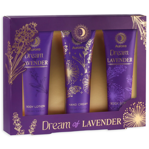Aurora Zestaw Kosmetyków do Pielęgnacji Ciała Dream of Lavender Krem do Rąk + Balsam do Ciała + Peeling Aurora Zestaw Kosmetyków do Pielęgnacji Ciała Dream of Lavender Krem do Rąk + Balsam do Ciała + Peeling
