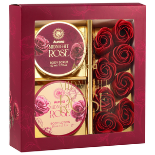 Aurora Zestaw Kosmetyków do Pielęgnacji Ciała Midnight Rose z Płatkami Różanymi