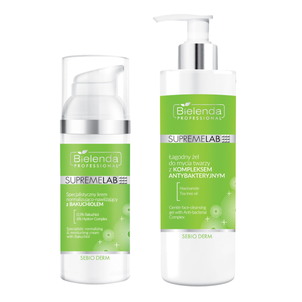 Zestaw Bielenda Professional SupremeLab Sebio Derm Łagodny Żel do Mycia Twarzy 190ml + Bielenda Professional SupremeLab Sebio Derm Krem z Bakuchiolem 50ml Zestaw Bielenda Professional SupremeLab Sebio Derm Łagodny Żel do Mycia Twarzy 190ml + Bielenda Professional SupremeLab Sebio Derm Krem z Bakuchiolem 50ml