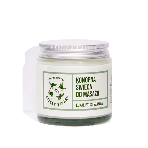 Mydlarnia Cztery Szpaki Konopna Świeca do Masażu Eukaliptus i Szałwia 120ml