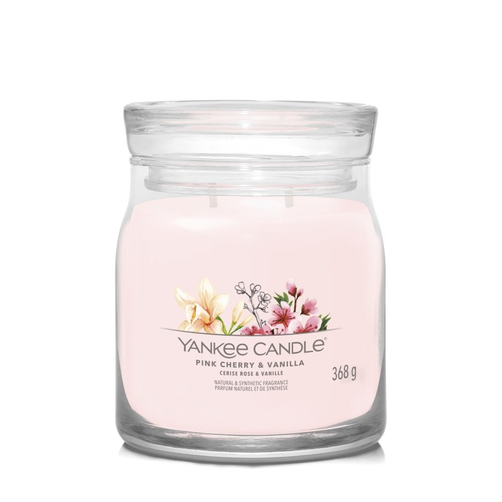 Yankee Candle Signature Świeca w Średnim Słoiku z Dwoma Knotami Pink Cherry & Vanilla