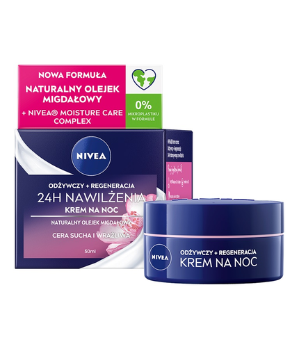 NIVEA 24h Nawilżenia Odżywczy + Regeneracja Krem na Noc 50ml