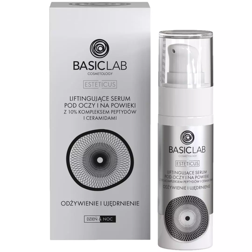 BasicLab Liftingujące Serum pod Oczy i na Powieki z 10% Kompleksem Peptydów i Ceramidami 30ml
