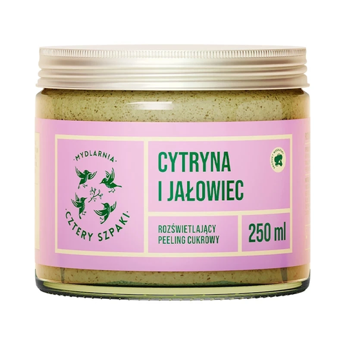Mydlarnia Cztery Szpaki Rozświetlający Peeling Cukrowy Cytryna i Jałowiec 250ml