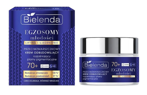 Bielenda Egzosomy Młodości Przeciwzmarszczkowy Krem Odbudowujący Rozjaśniający Plamy Pigmentacyjne 70+ 50ml