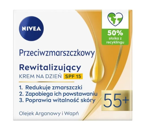 NIVEA Przeciwzmarszczkowy Rewitalizujący Krem na Dzień SPF15 55+ 50ml