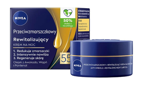NIVEA Przeciwzmarszczkowy Rewitalizujący Krem na Noc 55+ 50ml