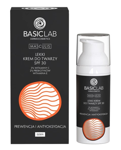 BasicLab Masculis Lekki Krem do Twarzy SPF30 dla Mężczyzn 50ml