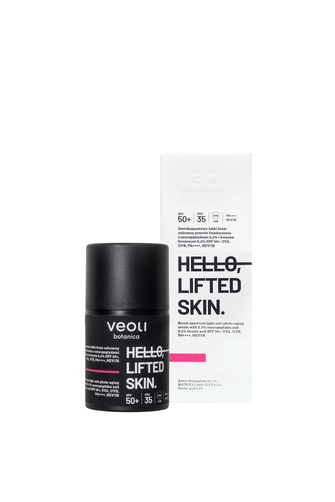 Veoli Botanica Hello Lifted Skin Szerokopasmowy Lekki Krem Ochronny SPF50+ z Neuropeptydami i Kwasem Ferulowym 50ml