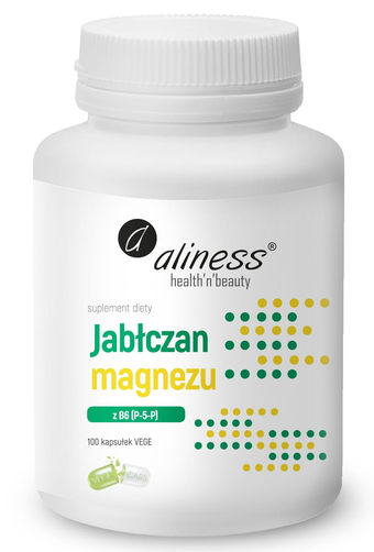 Aliness Jabłczan Magnezu 100mg z B6 P-5-P Suplement Diety 100 Kapsułek Vege