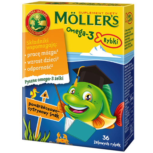 Moller's Omega-3 Suplement Diety Rybki Pomarańczowo-Cytrynowe 36 Sztuk