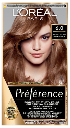 Loreal Preference Farba do Włosów 6.0 Ciemny Blond