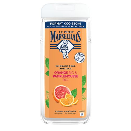 Le Petit Marseillais Delikatny Żel 2w1 pod Prysznic i do Kąpieli Bio Pomarańcza i Grejpfrut 650ml