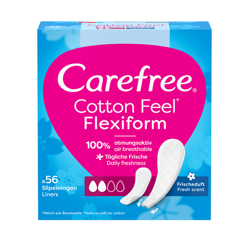 Carefree Cotton Feel Flexiform Wkładki Higieniczne Świeży Zapach 56 Sztuk