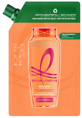 Loreal Dream Lengths Wzmacniający Szampon do Włosów Refill 500ml