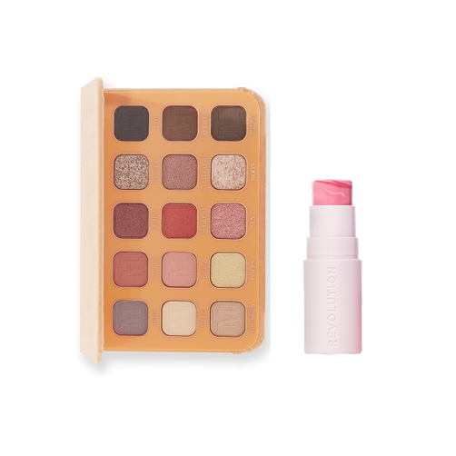 Makeup Revolution Zestaw Maffashion Paleta Cieni My Beauty Diary 2.0 + Silk Blush Róż w Sztyfcie Pinched Light Pink