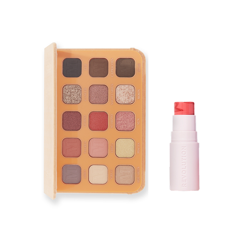 Makeup Revolution Zestaw Maffashion Paleta Cieni My Beauty Diary 2.0 + Silk Blush Róż w Sztyfcie Rosy Cheeks