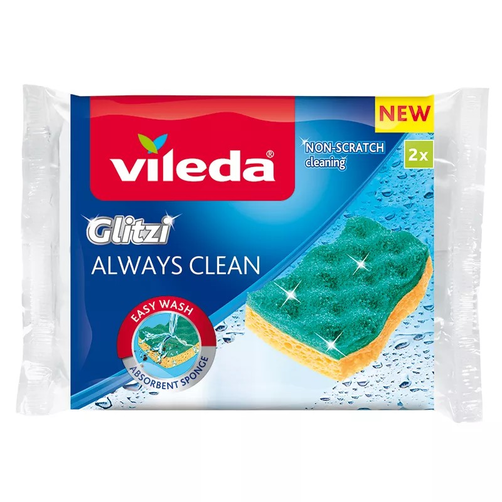 Vileda Glitzi Always Clean Gąbka do Mycia Naczyń 2 Sztuki