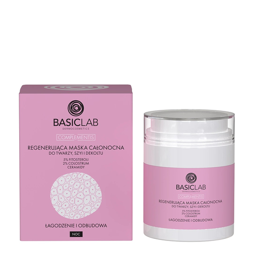 BasicLab Complementis Regenerująca Maska Całonocna do Twarzy Szyi i Dekoltu Łagodzenie i Odbudowa 50ml
